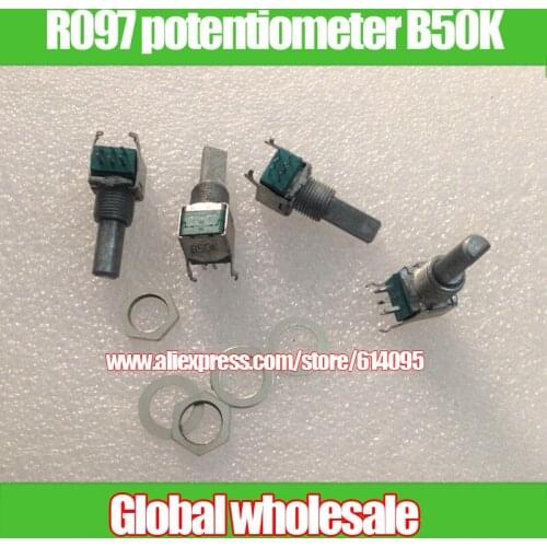 5pcs precision potentiometer R097 sound volume potentiometer B50K / double potentiometer B50K with Bracket handle length 12mm