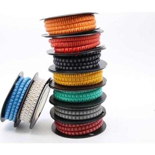500PCS EC-0 Cable Wire Marker 0 to 9( 0, 1, 2, 3, 4, 5, 6, 7, 8, 9 ) For Cable Size 1.5 sqmm Colored digital number tube CZYC