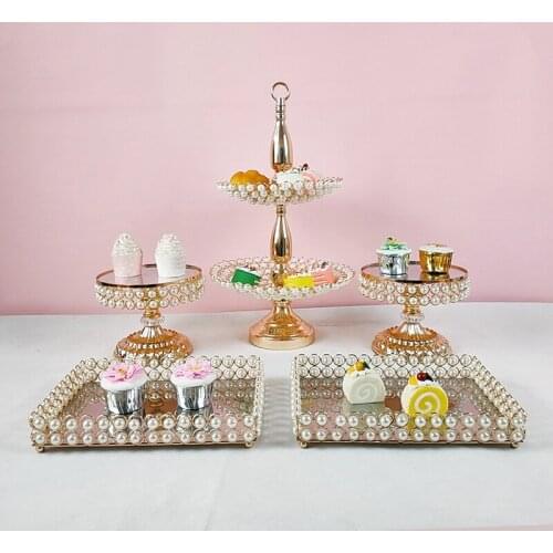 3pcs -11pcs cake baking tray round cake pan gold pearl cupcake stand