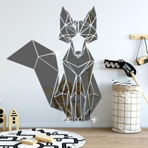 Wolf Acrylic Mirror wall sticker Christmas Party Bedroom living room gold black self-adhesive 3D decoration stickers customize