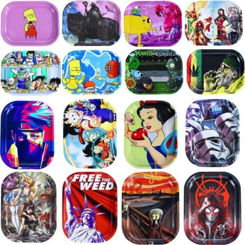 Smoke accesoires 180*140mm cigarette tray without lid cartoon metal tray small tray tinplate cigarette tray