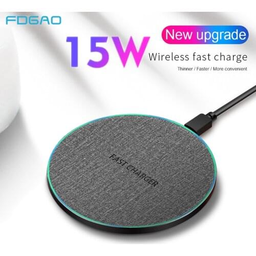 FDGAO 15W Qi Wireless Charger for iPhone 12 11 XS XR X 8 Fast Charging Pad Dock Station For Sasmung S21 S20 S10 S9 Note 10 20