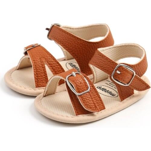 Summer Baby Boy Girl Fashion PU Sandals Solid color Soft Anti-Slip Sole Toddler crib Shoes Walking Shoes 2021