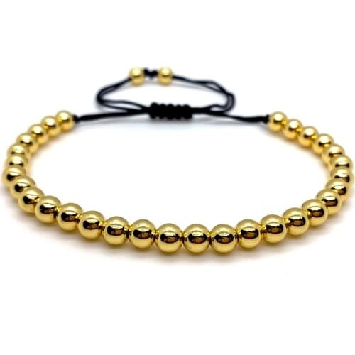 Fashion Adjustable Copper Bead Men Women Bracelet Classic Simple Braided Macrame 6mm Bead Bracelet For Men Women Jewelry Gift