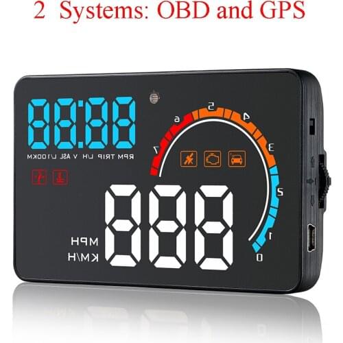 D2500 HUD GPS OBD Head-Up Display Car-styling Hud Display Overspeed Warning Windshield Projector Alarm System Universal Auto