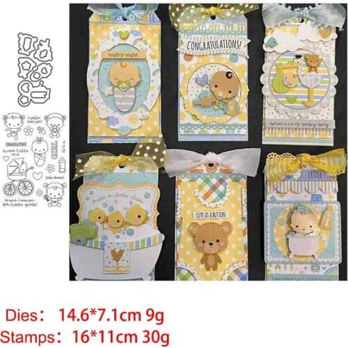 Baby Pacifier Stroller Clear Stamps and Metal Cutting Dies DIY Scrapbooking Paper Photo Album Crafts Seal Punch Stencils