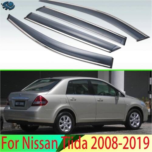 For Nissan Tiida 2008-2019 Nissan Latio sedan Plastic Exterior Visor Vent Shades Window Sun Rain Guard Deflector 4pcs