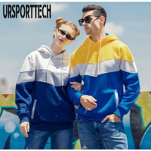 URSPORTTECH Patchwork Hoodies Men Women Autumn Winter 2020 New Fashion Mens Hooded Sweatshirts Streetwear Pullover Man Clothing