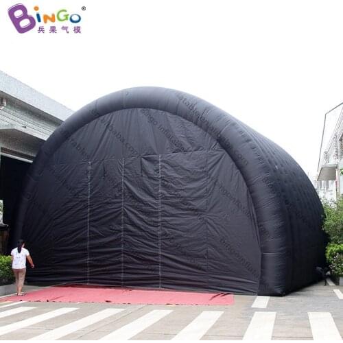 Personalized 9.2x6x5.6 meters large black inflatable tunnel tent / black inflatable stage cover toy tents