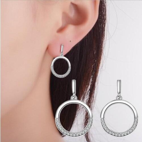 KOFSAC Minimalism Shiny CZ Exquisite Round Earrings For Women Fashion Sterling Silver 925 Stud Earring Party Jewelry Gifts Hot