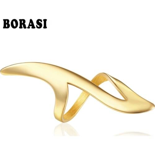 BORASI Fashion Street Style Elements Party Ring For Women Hyperbole Gold Color Ring Stainless Steel Finger Jewelry New Rings