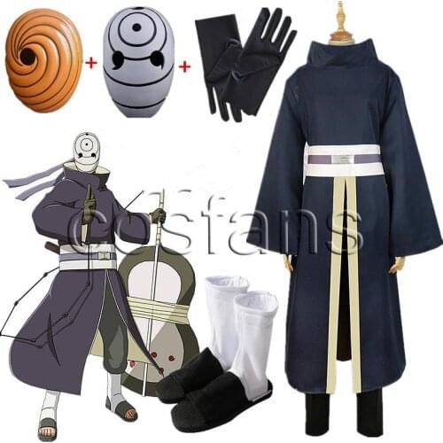Akatsuki Tobi Uchiha Obito Cosplay Costumes Men Women Kimono Halloween Party Uniform Suit Complete Full Set
