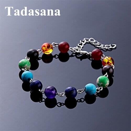 Colorful Yoga Chakra Bracelet Chain On Hand Natural Stone Jewelry Bohemian Adjustable Men Bracelet Female Fashion 2019 Wholesal
