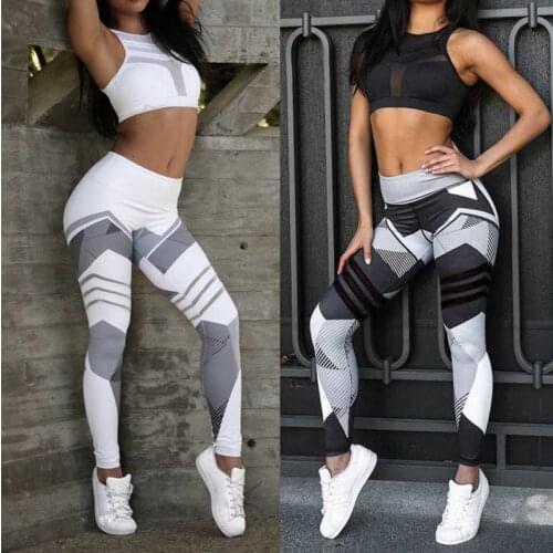 Hot Fashion Sexy Women High Rise Leggings Ladies Fitness Sport Digital Printing Pants