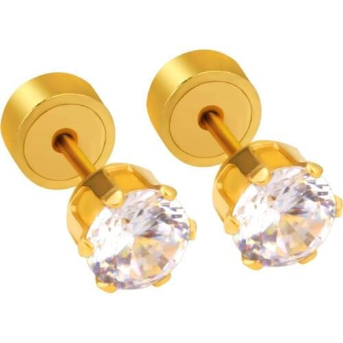 LUXUKISSKIDS Kids Men Earrings For Women Fashion Jewelry 3-5MM Stainless Steel Round CZ piercing Earrings Brinco oorbellen