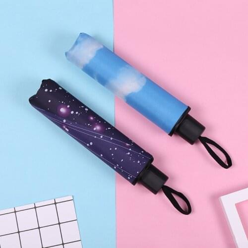 Starry sky small black umbrella dual-purpose sunny and rainy umbrella sun umbrella sunshade umbrella folding vinyl sunscreen