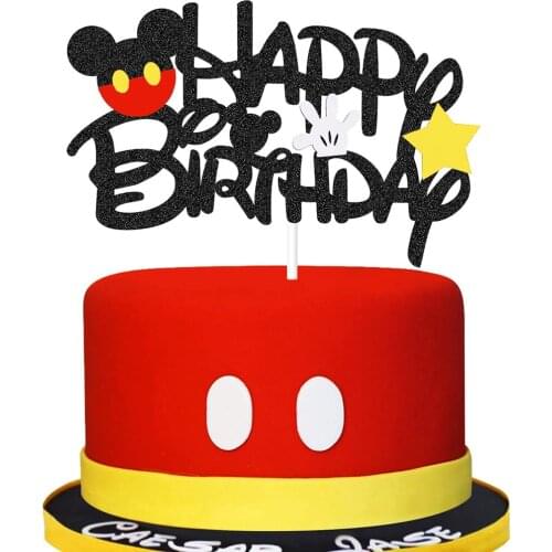 Mickey Mouse Felt cloth cake Toppers Birthday cup Cake Topper Decorating Picks Kids Wedding Party Decorations Baby Shower Favors