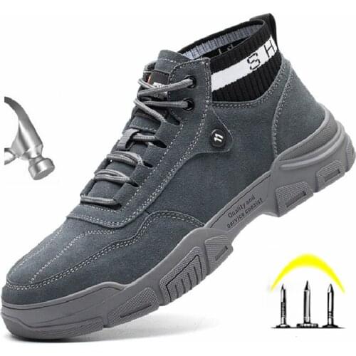 Male Work Boots Indestructible Safety Shoes Men Steel Toe Shoes Puncture-Proof Work Sneakers Male Shoes Waterproof Work Shoes