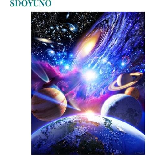 SDOYUNO 60x75cm DIY Oil Painting By Numbers Solar system Frameless Paint By Numbers Canvas Painting Landscape Home Decor