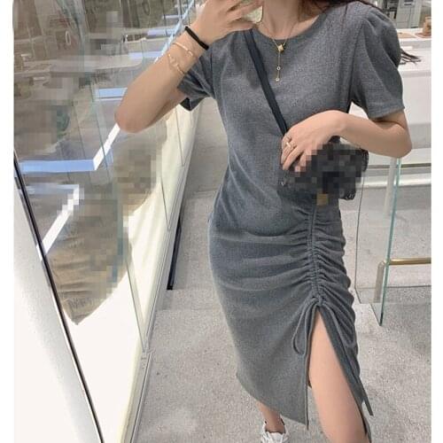 2021 New Summer High Quality Ladies Dress Slim Fashion Women Dresses Solid Color Casual Elegant Cotton Female Dress T301