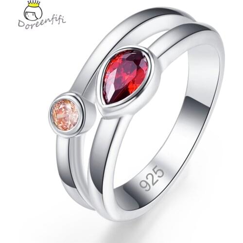 New Wholesale Tourmaline Pink Red Champagne CZ 925 Silver Ring Classic Fashion Unisex Party Jewelry parure bijoux femme mariage
