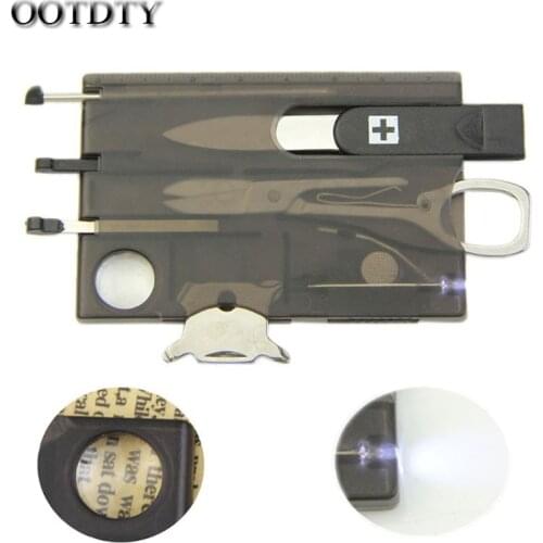 OOTDTY Handy Multifunctional Survival Camping Tool Card Knife LED Light Magnifier New dorp shipping