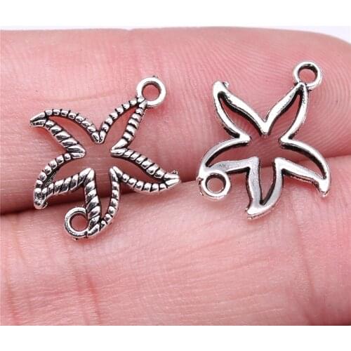 WYSIWYG 20pcs Charms 19x16mm Starfish Connector Charms For Jewelry Making DIY Jewelry Findings Antique Silver Color Alloy Charms