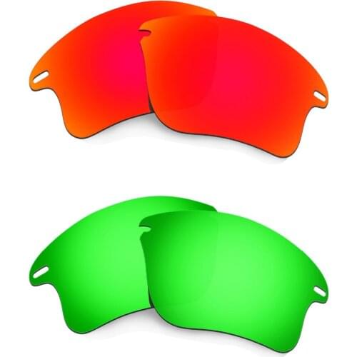 2 Pairs HKUCO For Fast Jacket XL Polarized Replacement Lenses Red & Emerald Green-Lenses only
