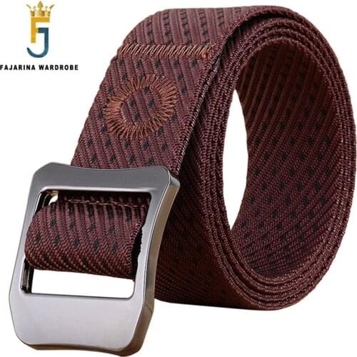 FAJARINA Unisex Quality Alloy Smooth Buckle Canvas Casual Styles Straped Patchwork Nylon Belts for Men 95-125cm Length CBFJ0033