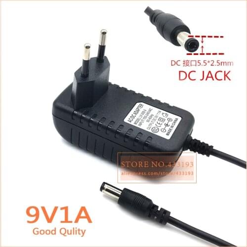 Universal 9v 1a power adapter 9 volt 1000mA power supply with 5.5*2.5/5.5*2.1mm dc plug