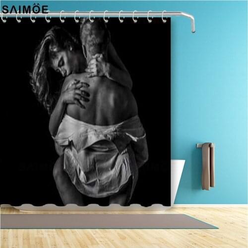 Afro Couple Black Love African American Lover Shower Curtain Waterproof Polyester Fabric Bathroom Curtain Shower Sets Hooks