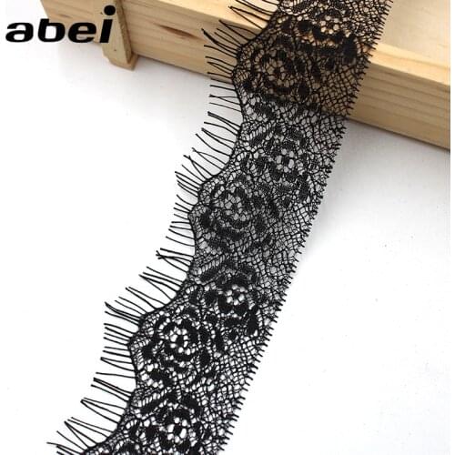 5cm 3yards/lot Embroidered Black Lace Trims Knitted Eyelash lace Ribbon Fabric DIY Handicraft Garments Sewing Accessories