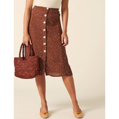 High Waist Midi Pencil Skirts Womens 2020 Vintage Dot Summer Skirt Wonen Button Chiffon Women Skirt Summer Woman Skirts