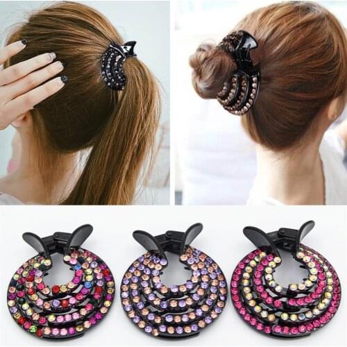 Women Colors Nest Expanding Rhinestone Hairpin New Half-balloon 1PC Ponytail holder Fashion Hair Claws Crystal Hair Clip