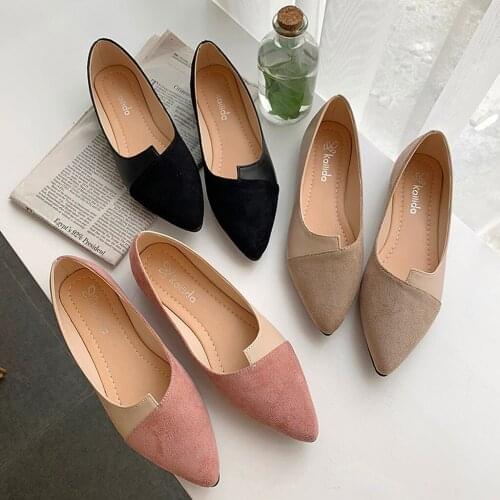 Women Shoes Fashion Splice Color Mule Flats Pointed Toe Ballerina Ballet Flat Slip On Shoes Zapatos Mujer Loafers