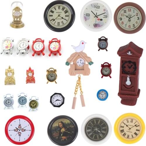 1:12 Scale Dollhouse Miniature Wall Clock Play Doll House Miniaturas Home Decor Accessories Toy Pretend Play Furniture Toy
