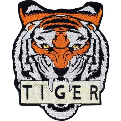 10pieces Tiger Head Clothes Motorcycle Back Patch Iron on Stickers for Jacket Decorated Embroidery Applique Accessories TH1234