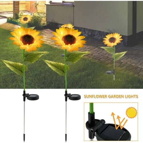 2/1 pcs LED Solar Sunflower Light Outdoor Solar Powered Flower Light Garden Backyard Lawn Landscape Stake Lamp Decoration
