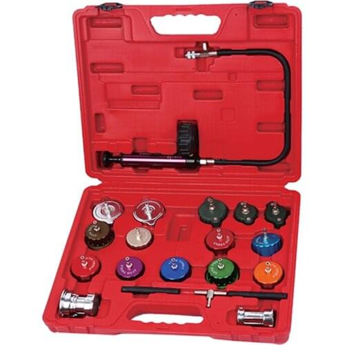 21pcs Radiator Tester of Automotive Cooling System Radiator Pressure Tester Pump Gauge Adapter