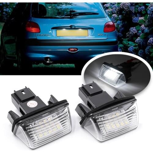 2pcs Led License Number Plate Light Lamp Bulbs For Peugeot 206 207 306 307 308 406 407 5008 Partner Citroen C3 C3 Ii C3 C4 C5