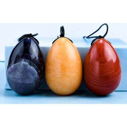 45x30mm Drilled Jade Yoni Egg Crystal Ben Wa Ball for Kegel Exercise Pelvic Floor Vagina Muscle Tightening Massage Health Care