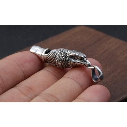 925 Sterling Silver eagle work voice whistle pendant charm jewelry A4452