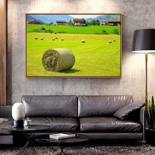 Artcozy Oil Canvas Painting Austria_field_hay_house_landscape For Home Decoration Wall Art