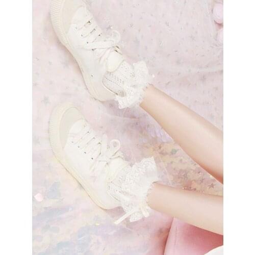 White Lolita Socks Bows Lace Cotton Sweet Lolita Socks
