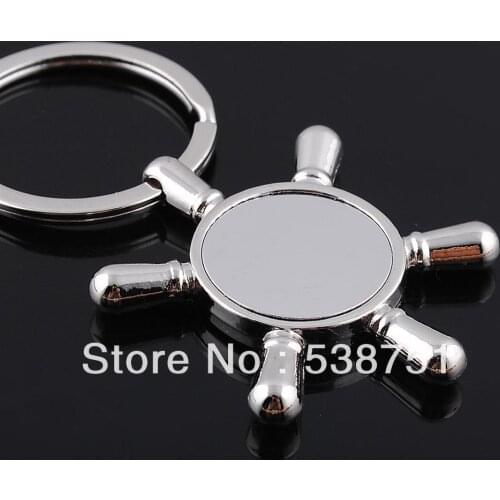 FREE SHIPPING by FEDEX 100pcs/lot 2014 hot selling metal rudder keychain rudder keyring