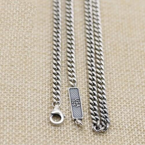 Solid 925 Sterling Silver Men Women link chain necklace A5564