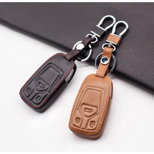 Carrying Soft Leather Car Key Cover Case Key Bag For AUDI A4 B9 Q5 Q7 TT TTS 8S 2016 2017 car smart 3 buttons remote