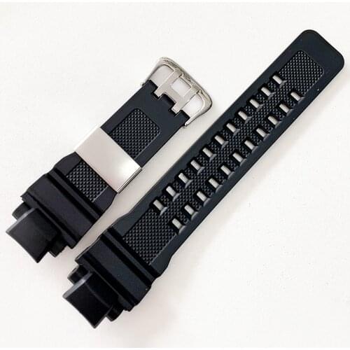 Black Silicone Stainless Steel Buckle Watchband forG-SHOCK G-1400 GA-1000 GW-4000 GW-A1000 GW-A1100 Men Rubber Strap+Tool