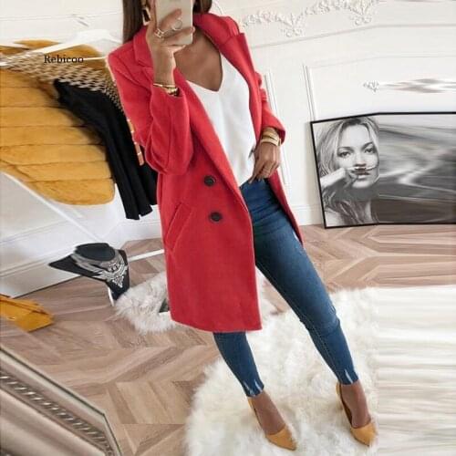 Women Plus Size Woollen Blends Overcoats Autumn Winter Long Sleeve Casual Oversize Outwear Jackets Coat