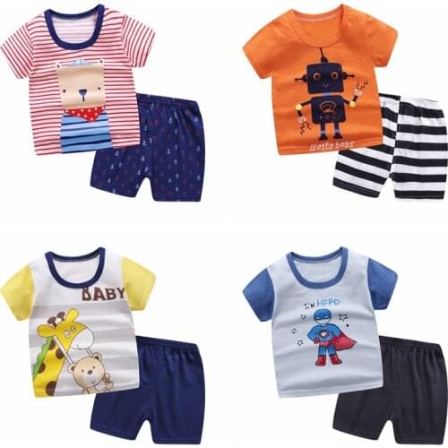 6M-4T Infant Newborn Baby Boy Girl Clothes Baby Boy Clothing Set Baby Boy Summer Clothes Set Sports Tshirt+Shorts Suits